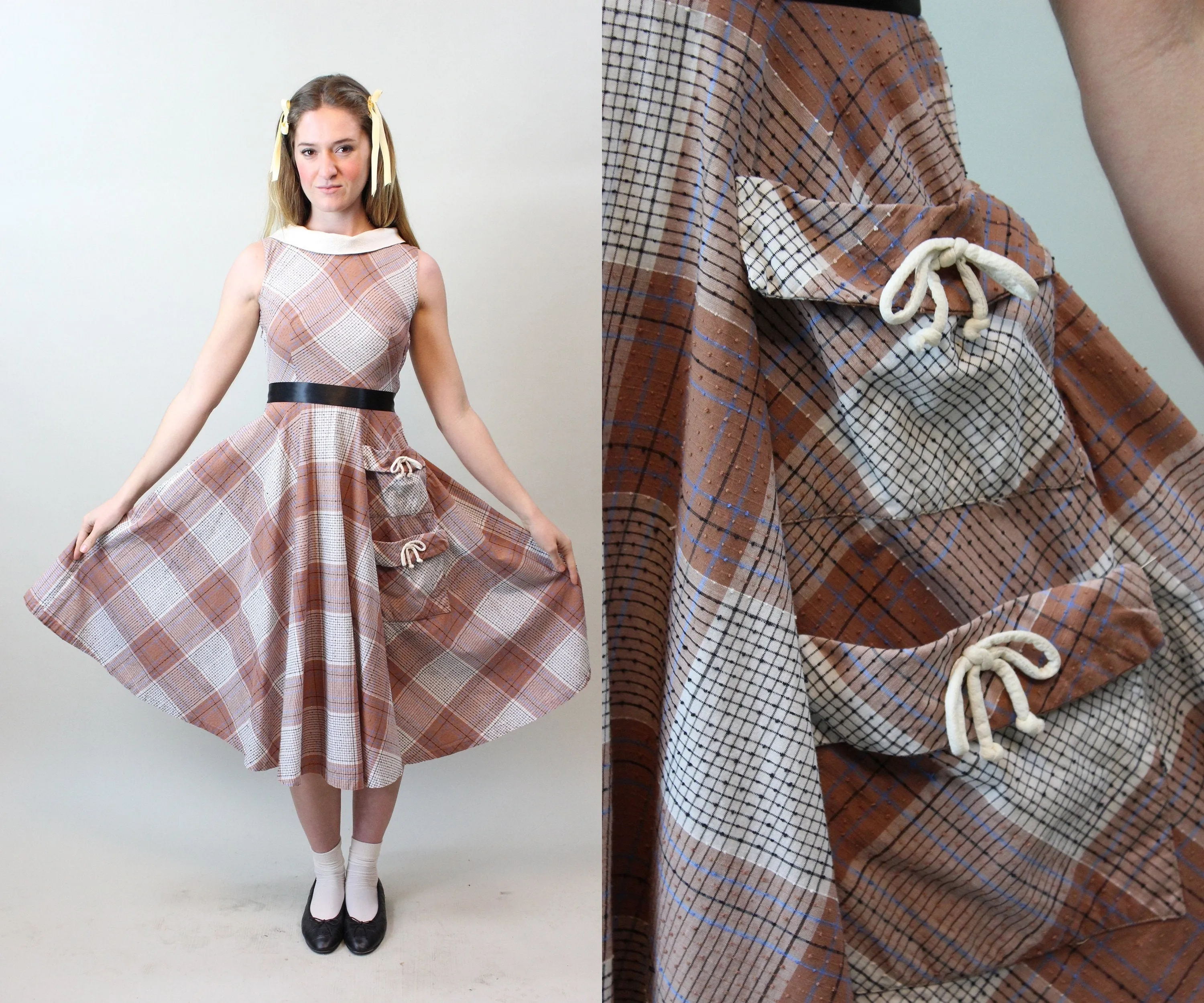 1950s JONATHAN LOGAN swiss dot cotton full skirt dress xs | new spring summer