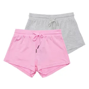 2-Pack Track Shorts in Pink & Grey Marle