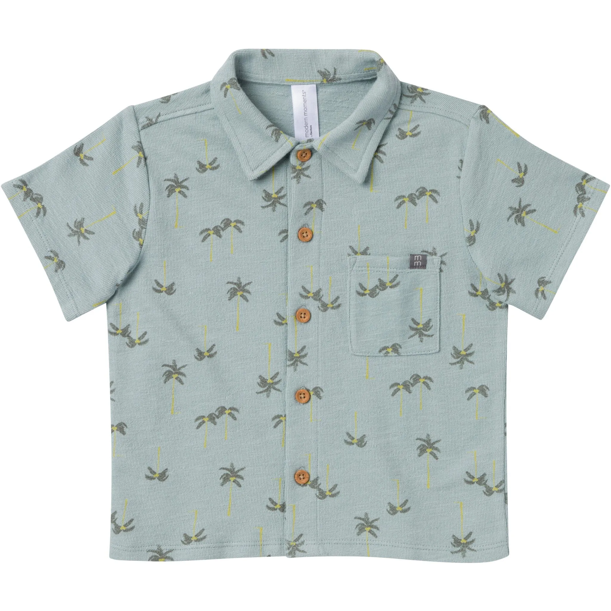 2-Piece Infant & Toddler Boys Blue Palms Button Front Shirt and Shorts Set