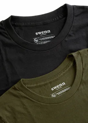 2 t-shirts noir - kaki