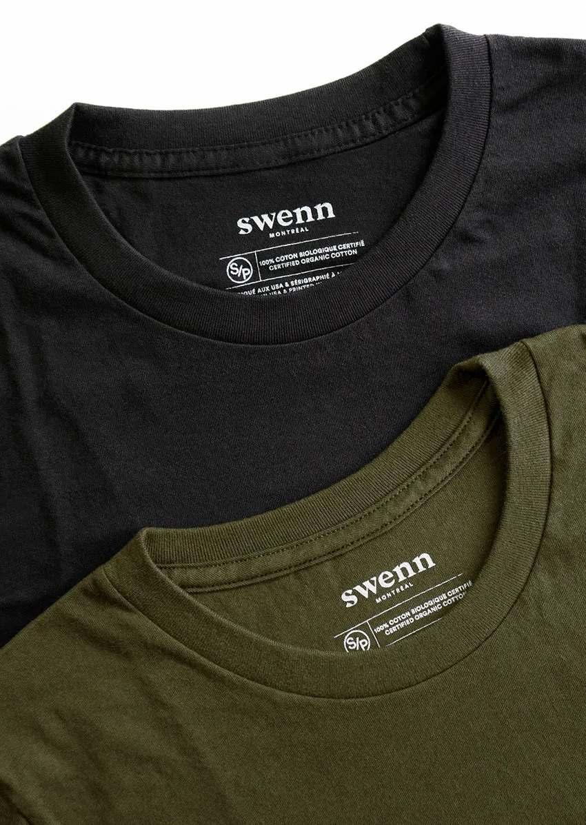 2 t-shirts noir - kaki