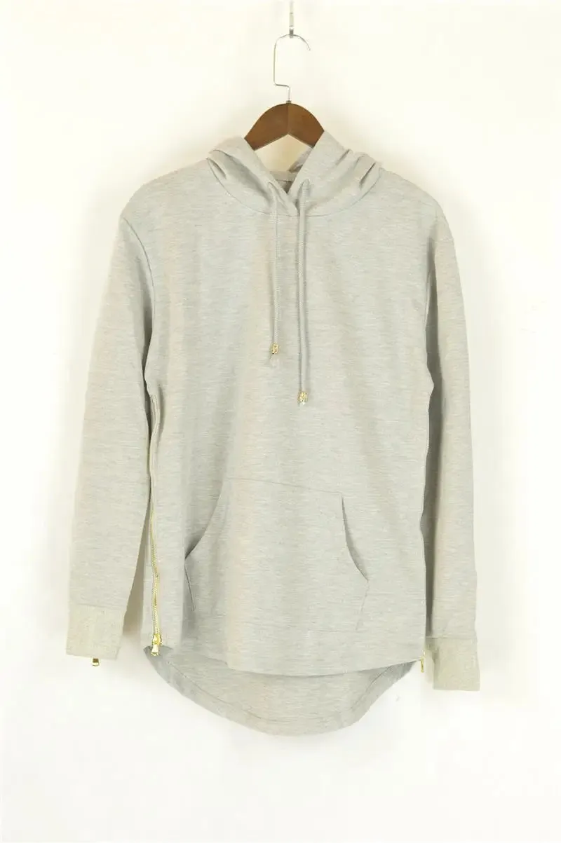 2023 Brand new Clothing Mens Hoodies Sweatshirts High street Long Zipper Sweatshirt Cut Extended Hoody Men male shirts