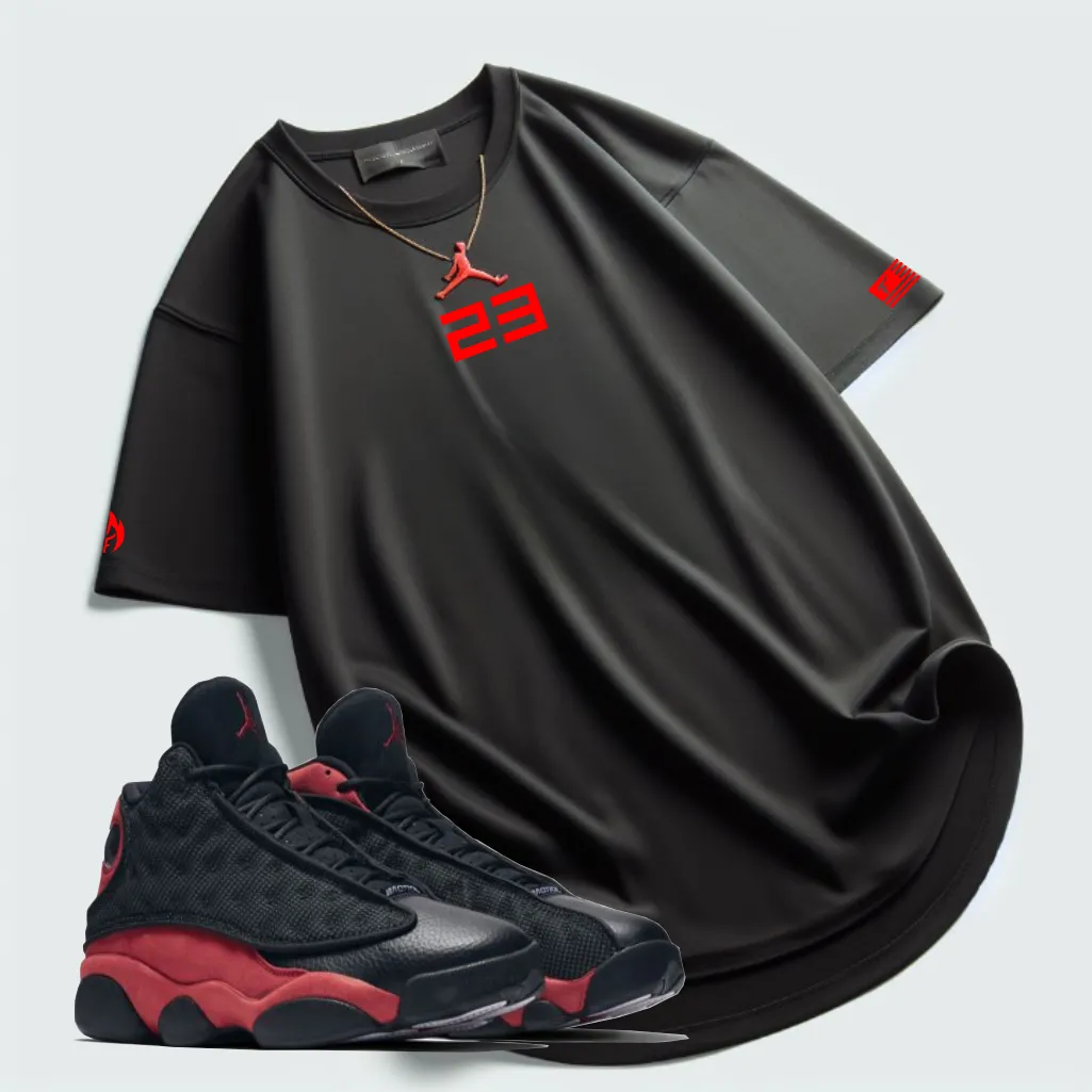 23 T-Shirt To Match Air Jordan Retro 13 Bred Men's Sneaker Matching Black Streetwear Tees