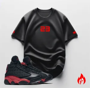 23 T-Shirt To Match Air Jordan Retro 13 Bred Men's Sneaker Matching Black Streetwear Tees