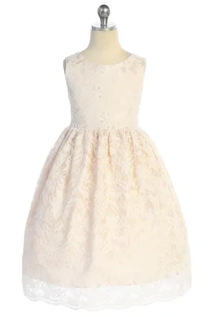 526 Lace V Back Bow Dress