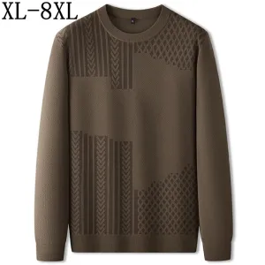 8XL 7XL 6XL 2024 New Fall Winter High End Luxury Sweater Men Soft Warm Thermal Cashmere Pullover Casual Loose Mens Sweaters