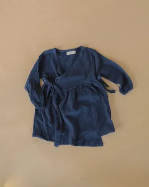 Aaylah Cotton Gauze Wrap Dress - Midnight Blue