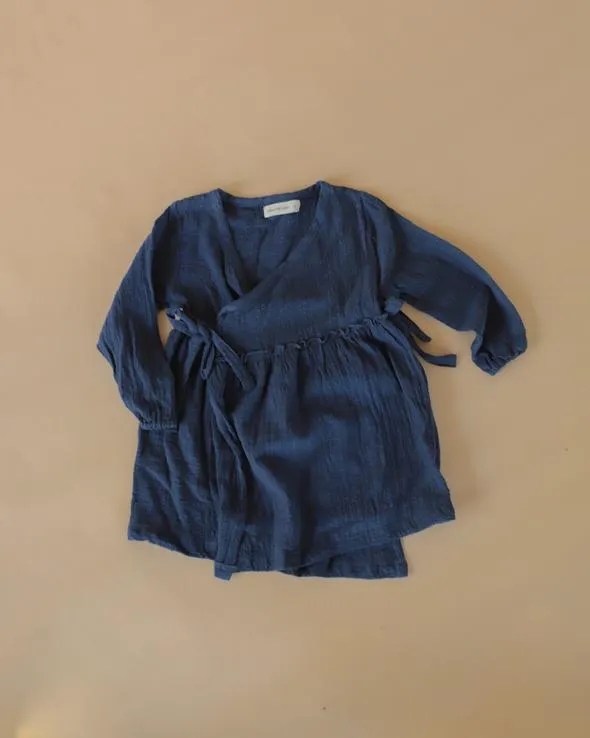 Aaylah Cotton Gauze Wrap Dress - Midnight Blue