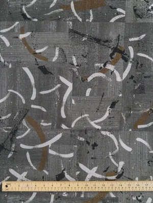 Abstract Brushstroke Linen Viscose Deadstock - Green - Swatch