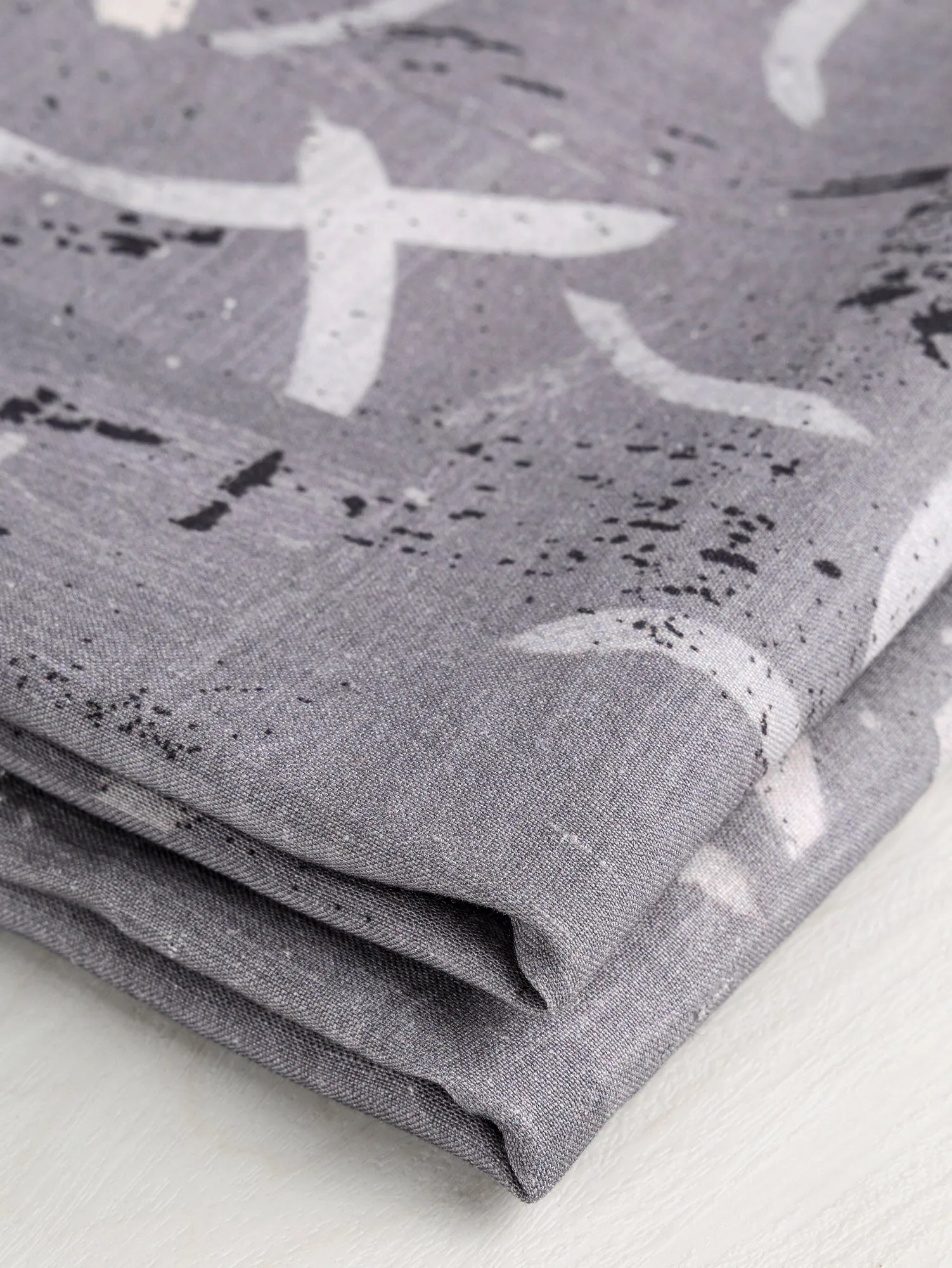 Abstract Brushstroke Linen Viscose Deadstock - Grey - Swatch