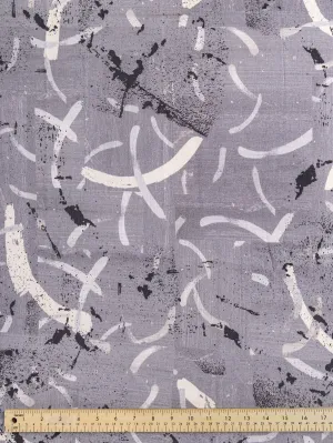 Abstract Brushstroke Linen Viscose Deadstock - Grey - Swatch