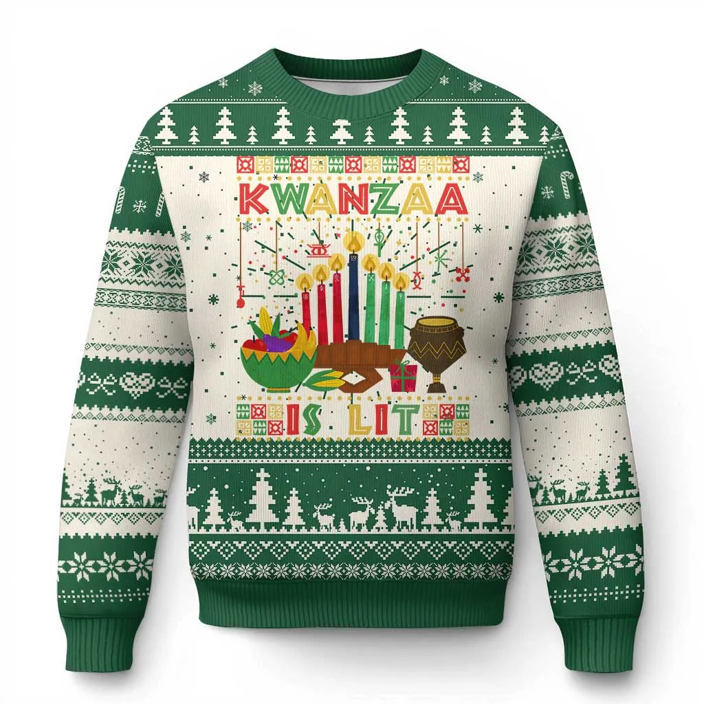 African American Xmas Kwanzaa Is Lit Ugly Christmas Sweater TS09