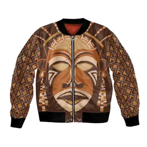 African Mask Printed Mudcloth Bomber Jacket Afro Bogolan DT03