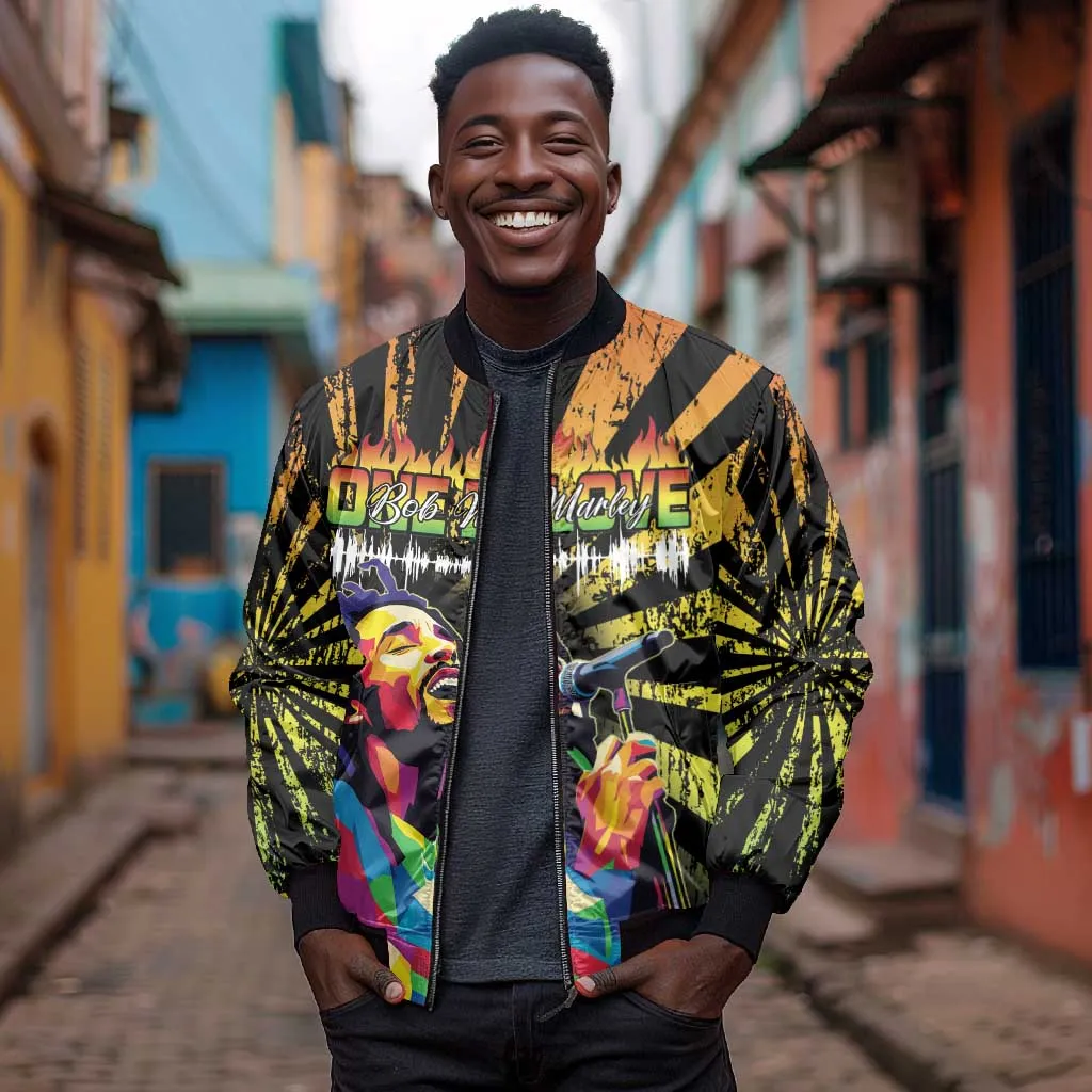 Afro-American Reggae Legend Bob Bomber Jacket One Love - Grunge Style LT15