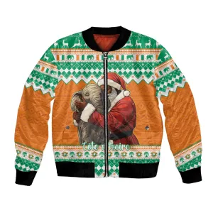 Afro Ivory Coast Christmas Bomber Jacket Black Santa Afishapa - African Pattern LT15