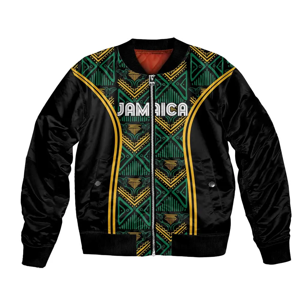 Afro-Jamaica Custom Bomber Jacket Reggae Boyz Ethnic Motifs LT7