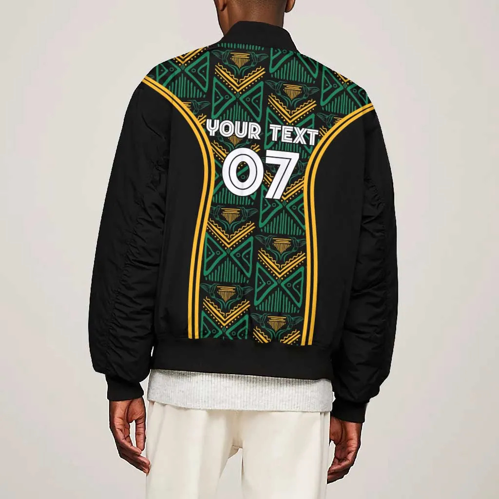 Afro-Jamaica Custom Bomber Jacket Reggae Boyz Ethnic Motifs LT7