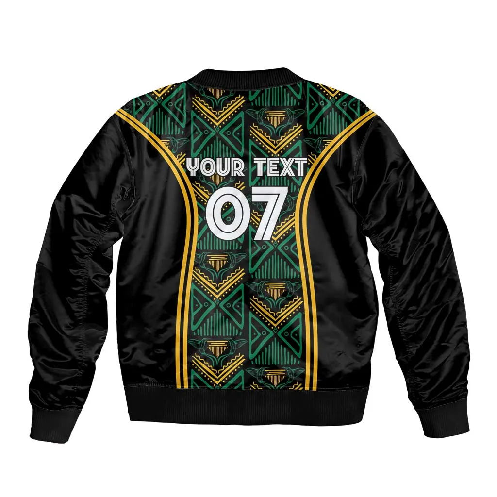 Afro-Jamaica Custom Bomber Jacket Reggae Boyz Ethnic Motifs LT7