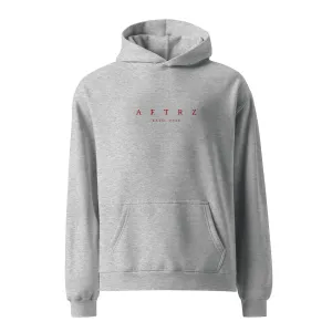 Aftrz Classics Premium Drop Shoulder Oversized Hoodie - Heather Grey with Red Logo
