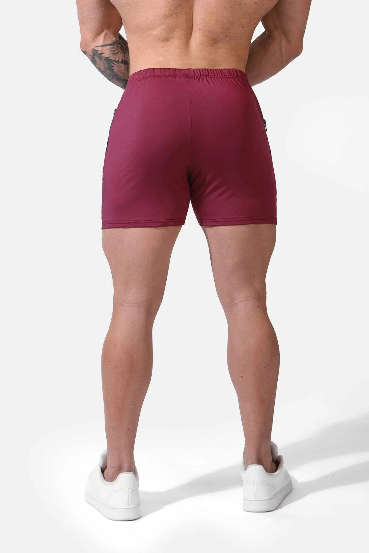 Agile Bodybuilding 4'' Shorts w Zipper Pockets - Maroon