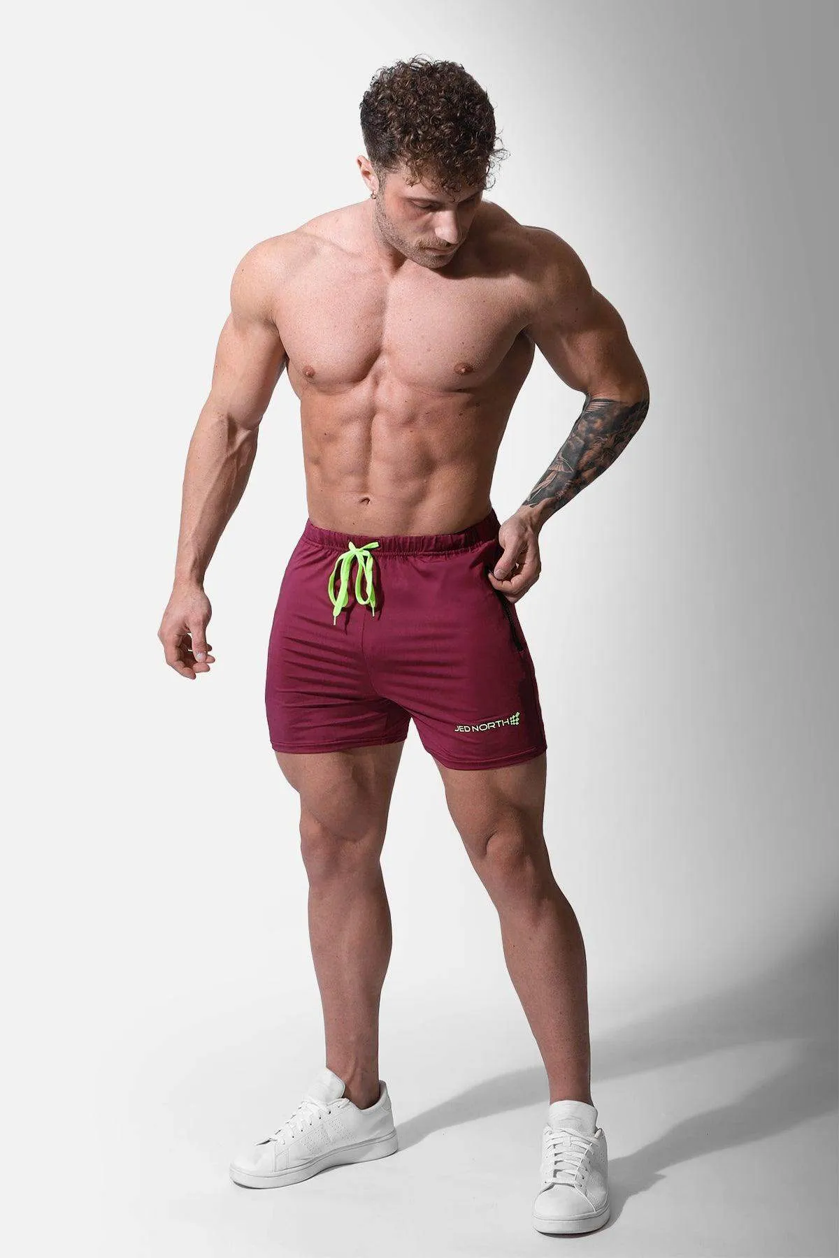 Agile Bodybuilding 4'' Shorts w Zipper Pockets - Maroon
