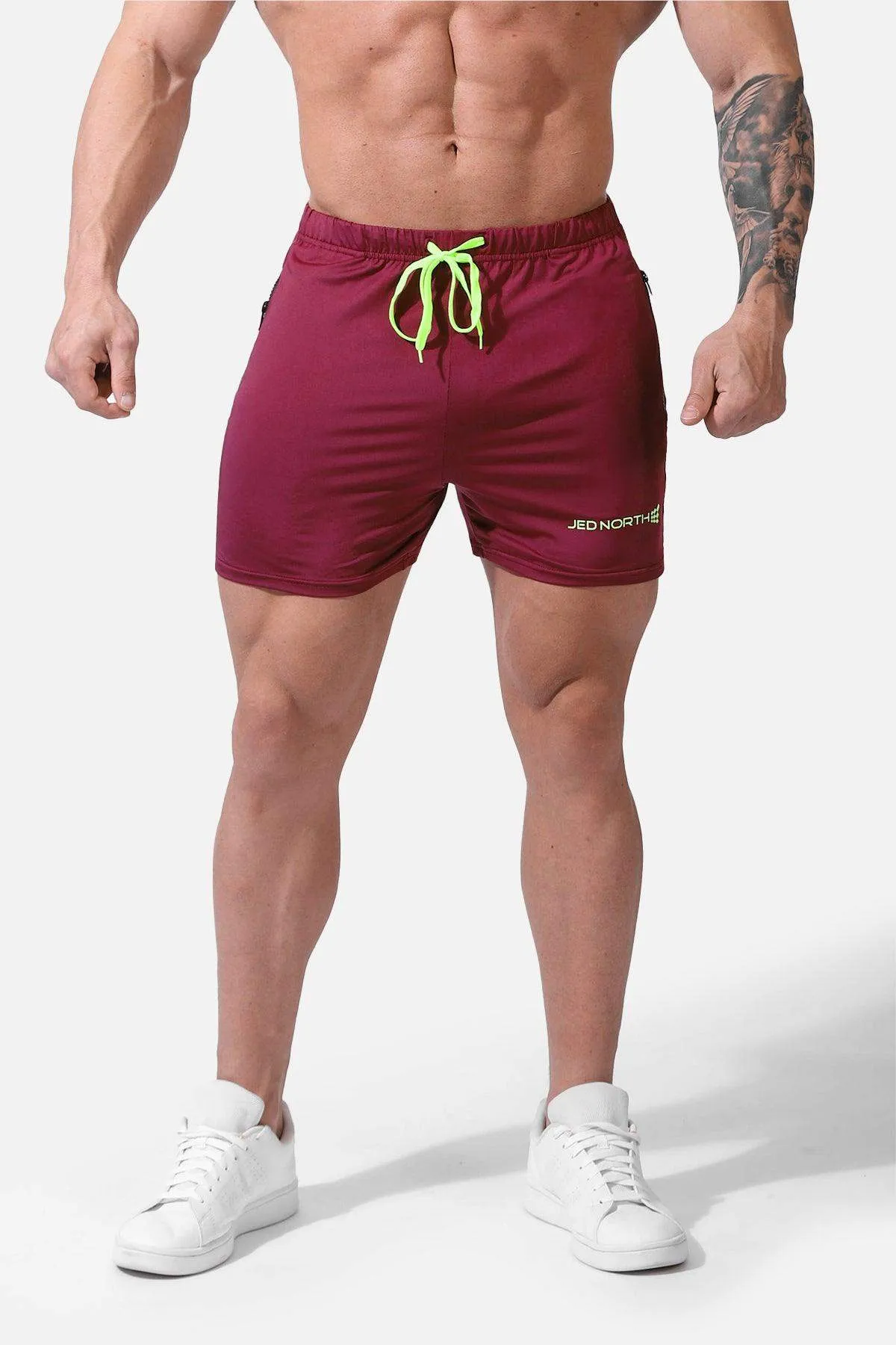 Agile Bodybuilding 4'' Shorts w Zipper Pockets - Maroon