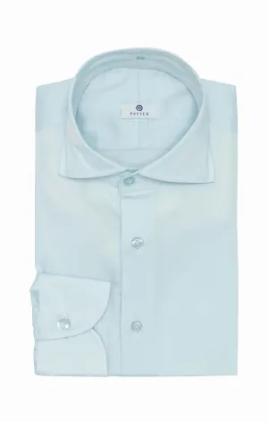 Albini Ice Blue Satin Twill 365 Easy Care Fine Cotton