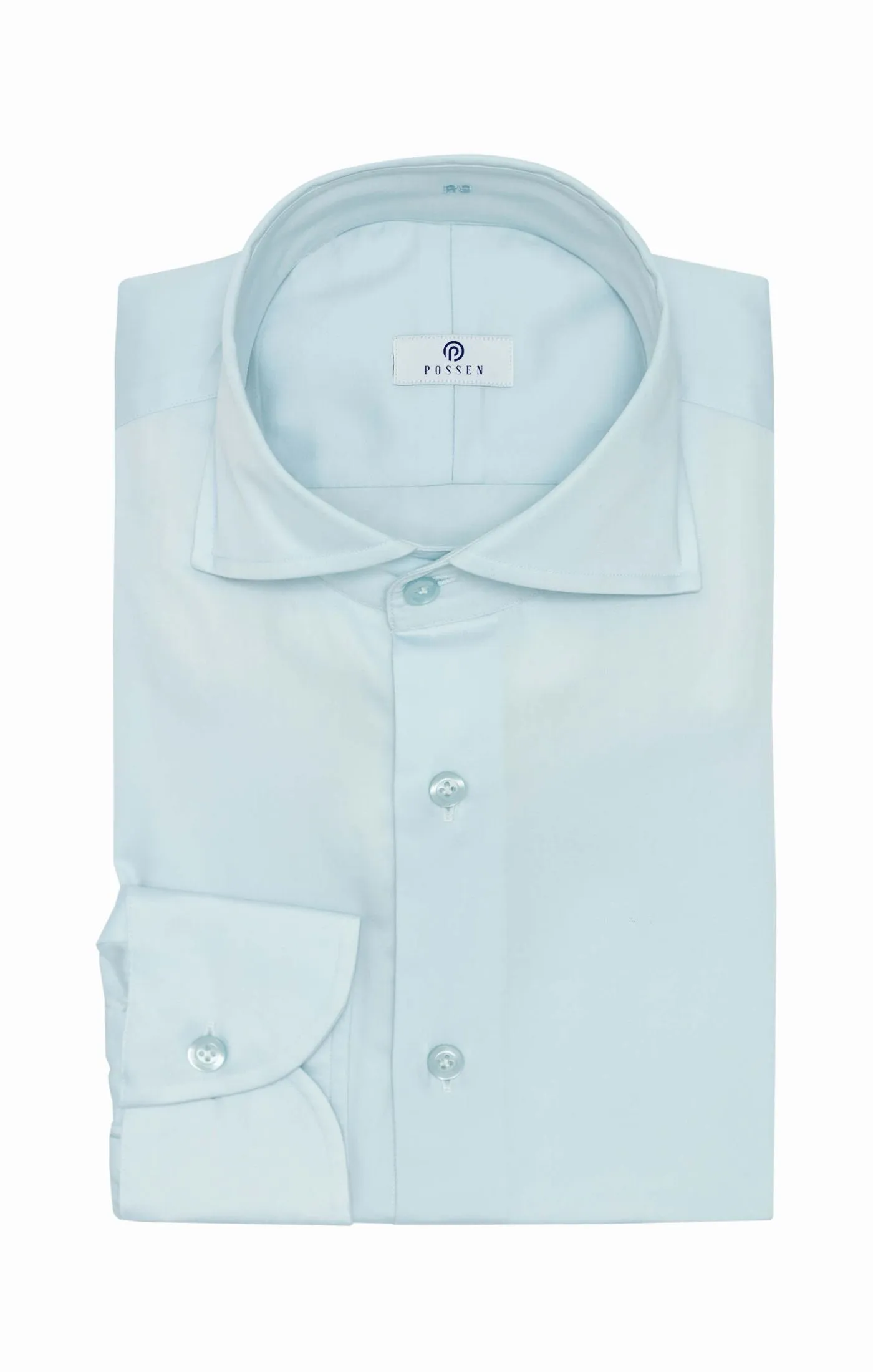 Albini Ice Blue Satin Twill 365 Easy Care Fine Cotton