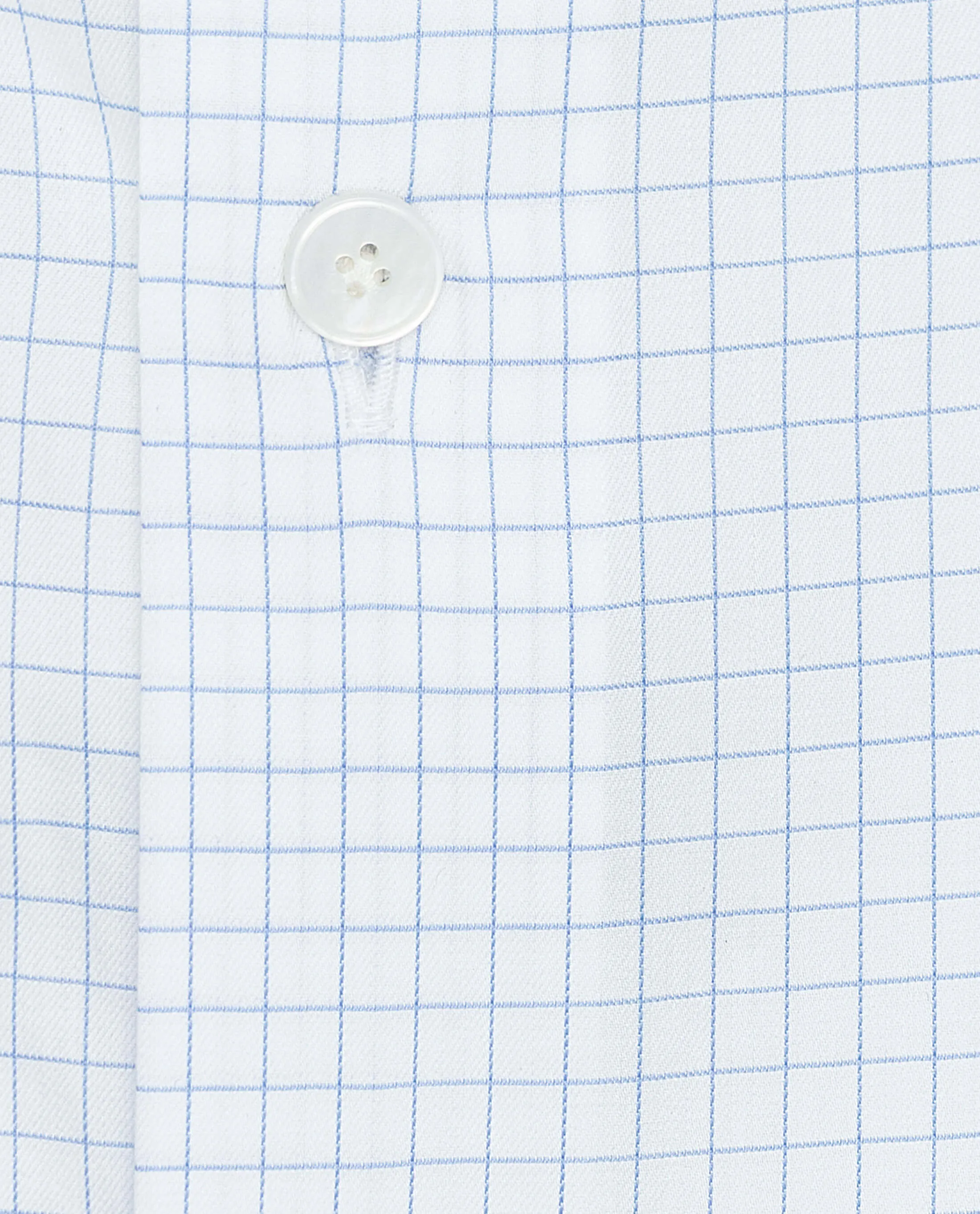 Albini Light Blue Check Twill 365 Easy Care Fine Cotton