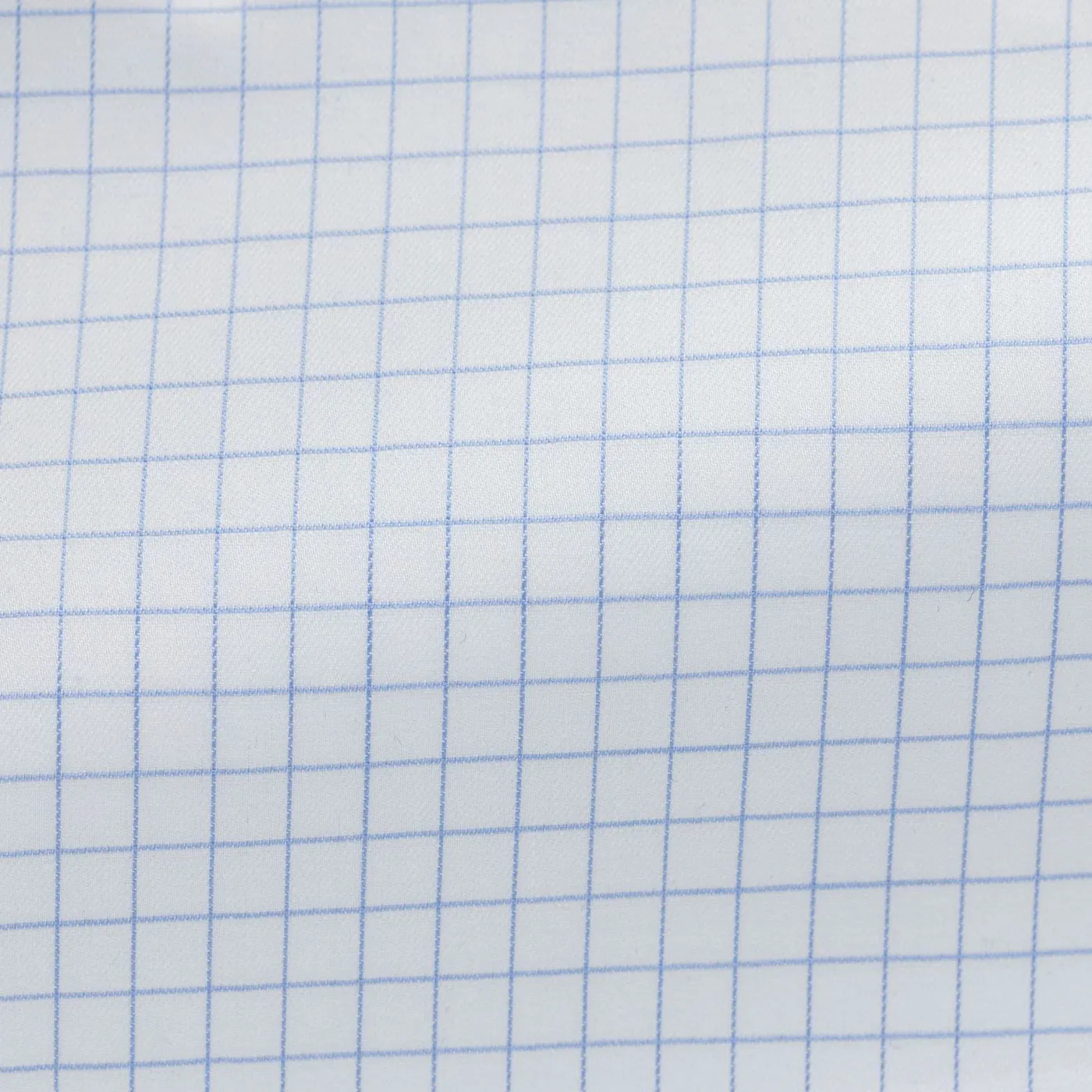 Albini Light Blue Check Twill 365 Easy Care Fine Cotton