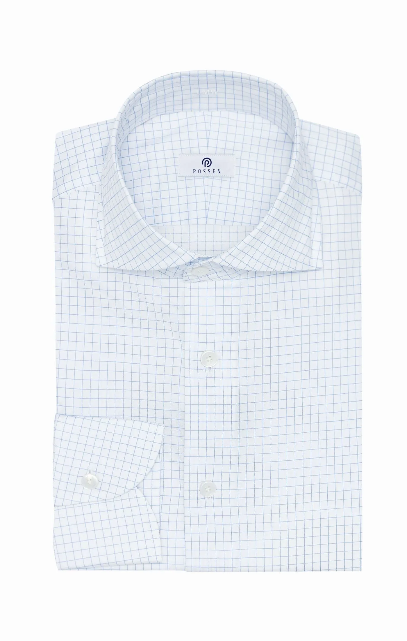 Albini Light Blue Check Twill 365 Easy Care Fine Cotton