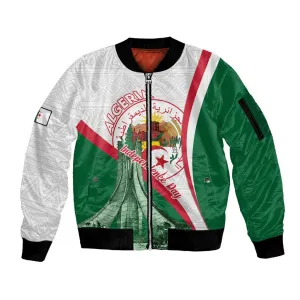 Algeria Independence Day Sleeve Zip Bomber Jacket Coat Of Arms With Maqam Echahid LT15