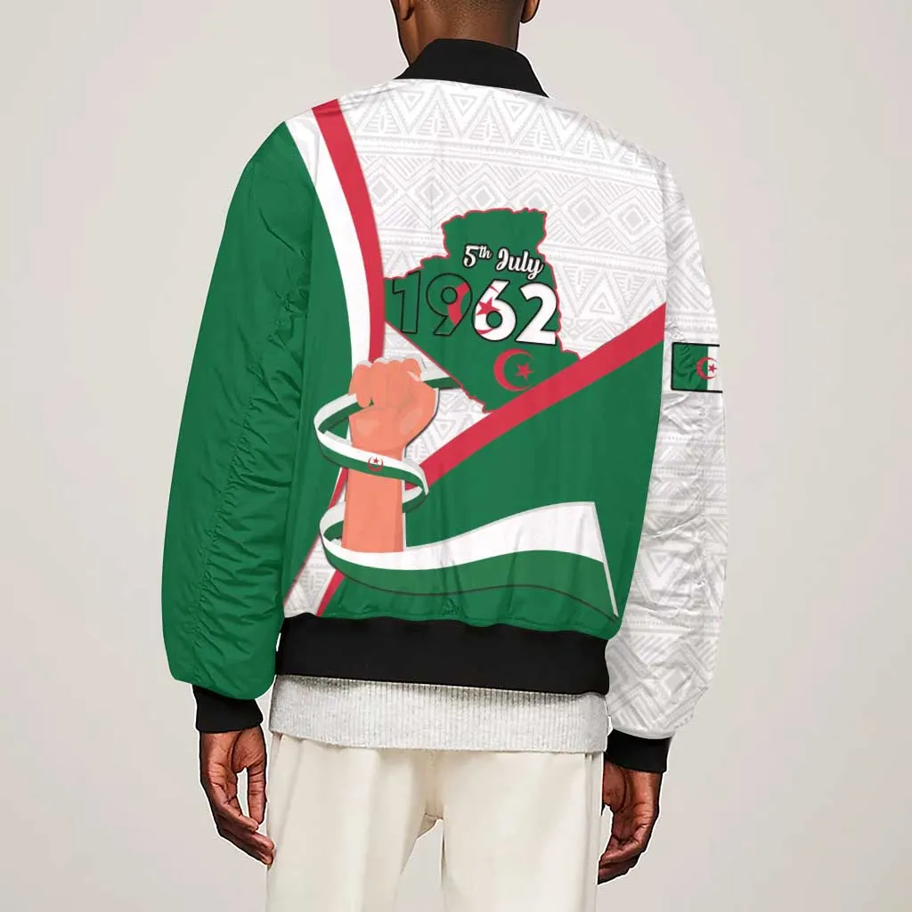 Algeria Independence Day Sleeve Zip Bomber Jacket Coat Of Arms With Maqam Echahid LT15