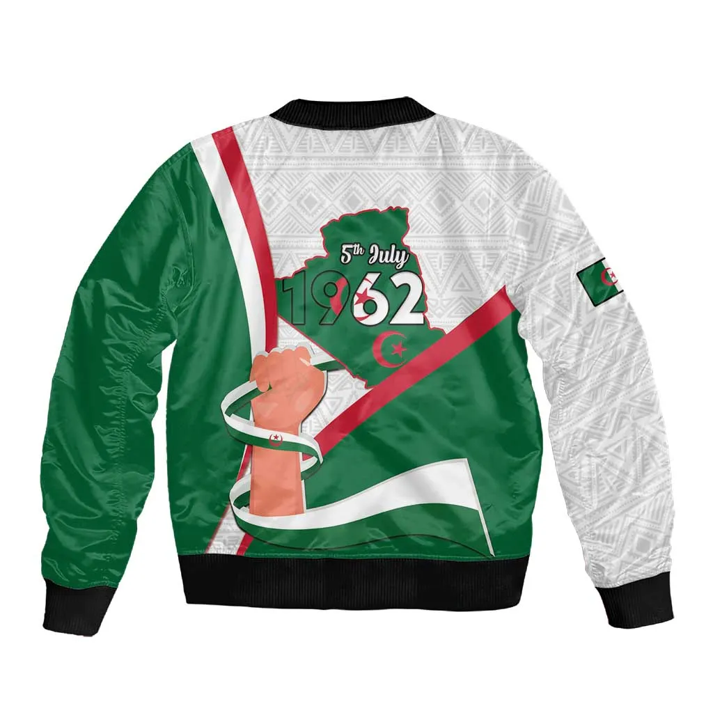 Algeria Independence Day Sleeve Zip Bomber Jacket Coat Of Arms With Maqam Echahid LT15