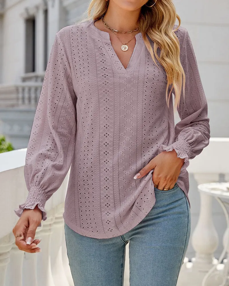 Amelia® | Textured Hollow Lace Blouse