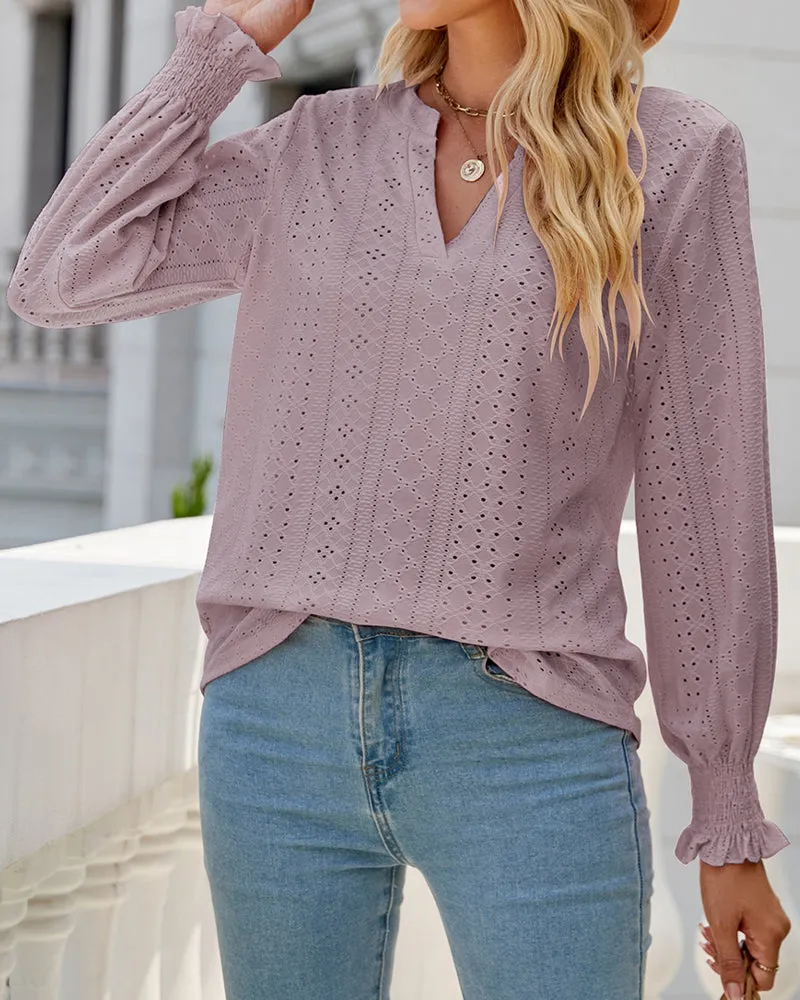 Amelia® | Textured Hollow Lace Blouse
