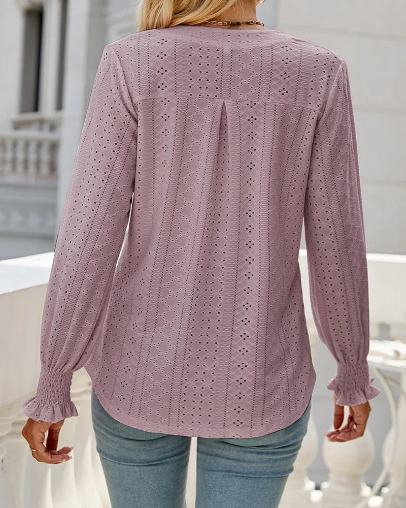 Amelia® | Textured Hollow Lace Blouse