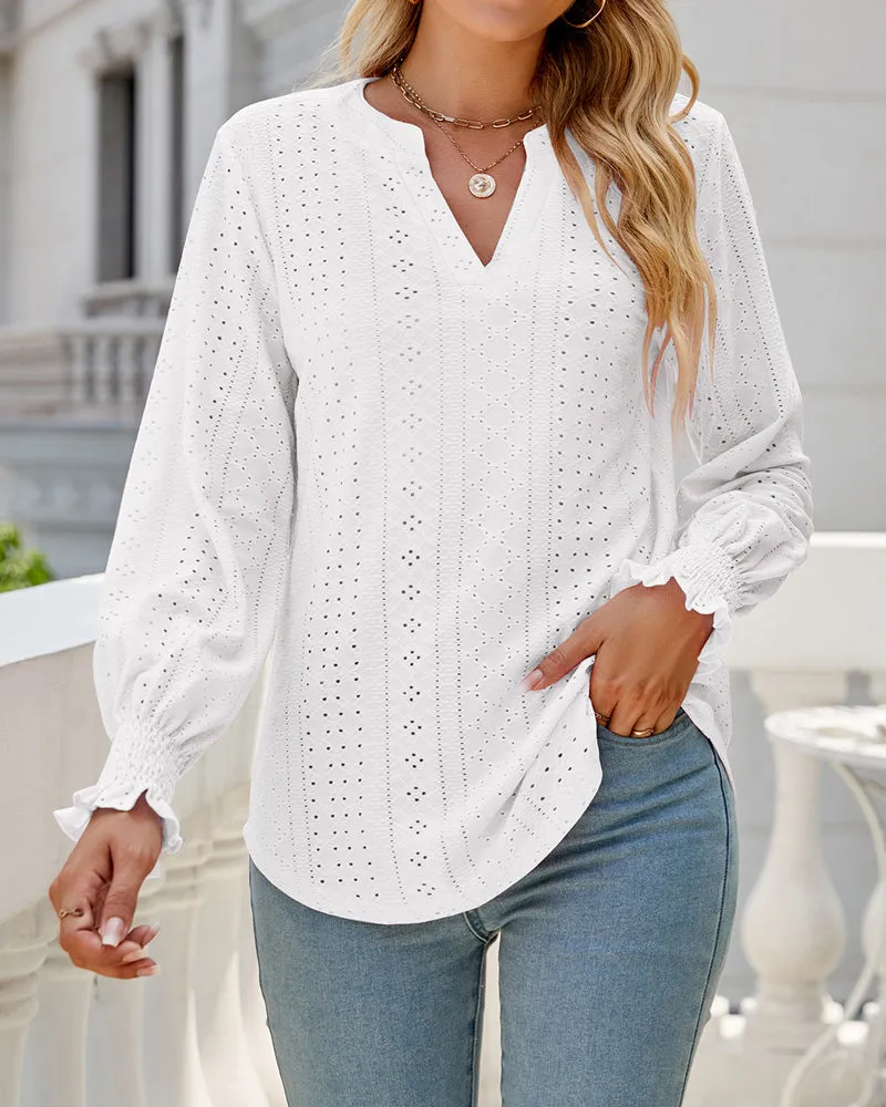 Amelia® | Textured Hollow Lace Blouse