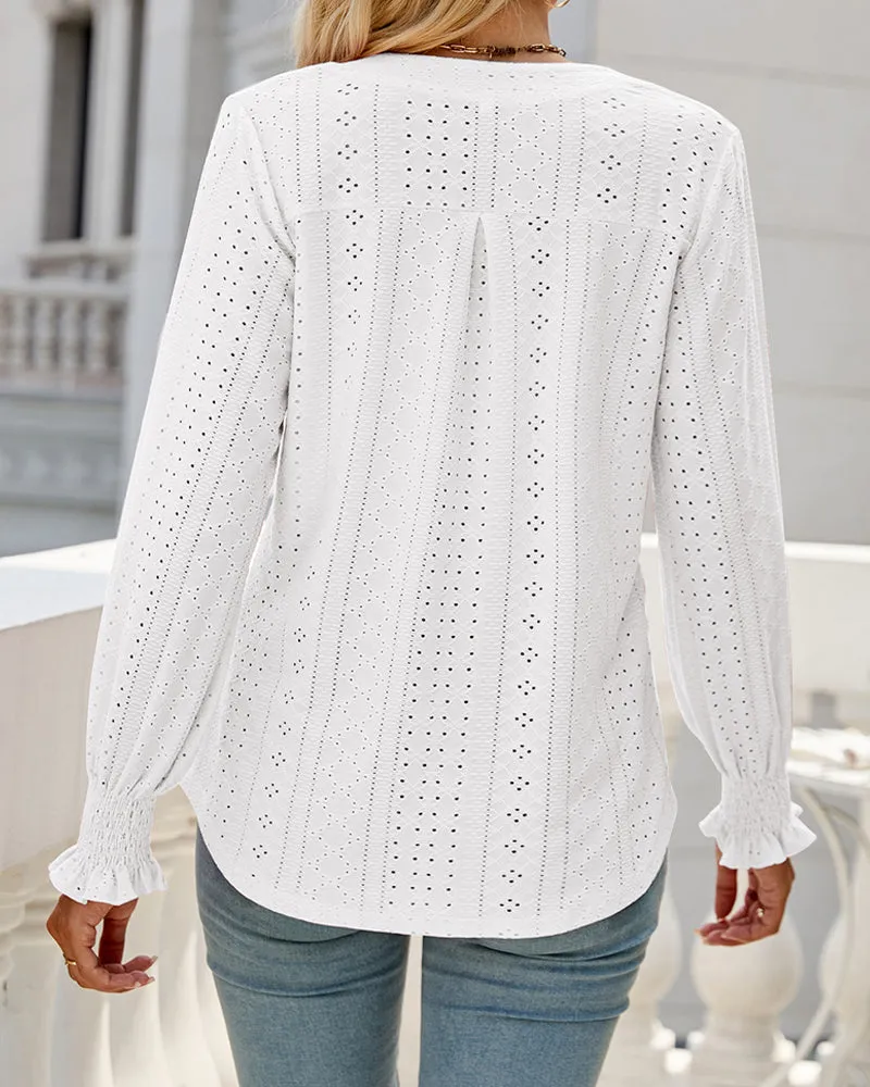 Amelia® | Textured Hollow Lace Blouse