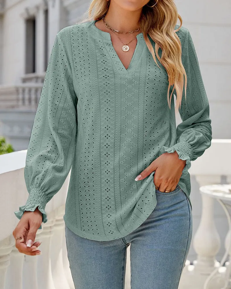 Amelia® | Textured Hollow Lace Blouse