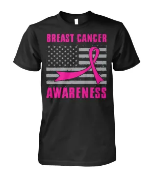 American Flag Breast Cancer Awareness Shirts and Long Sleeves