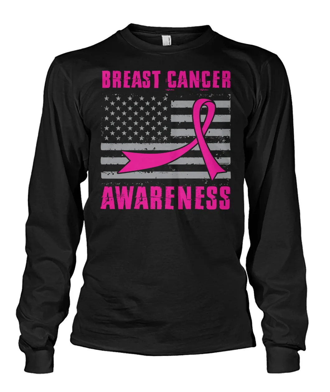 American Flag Breast Cancer Awareness Shirts and Long Sleeves