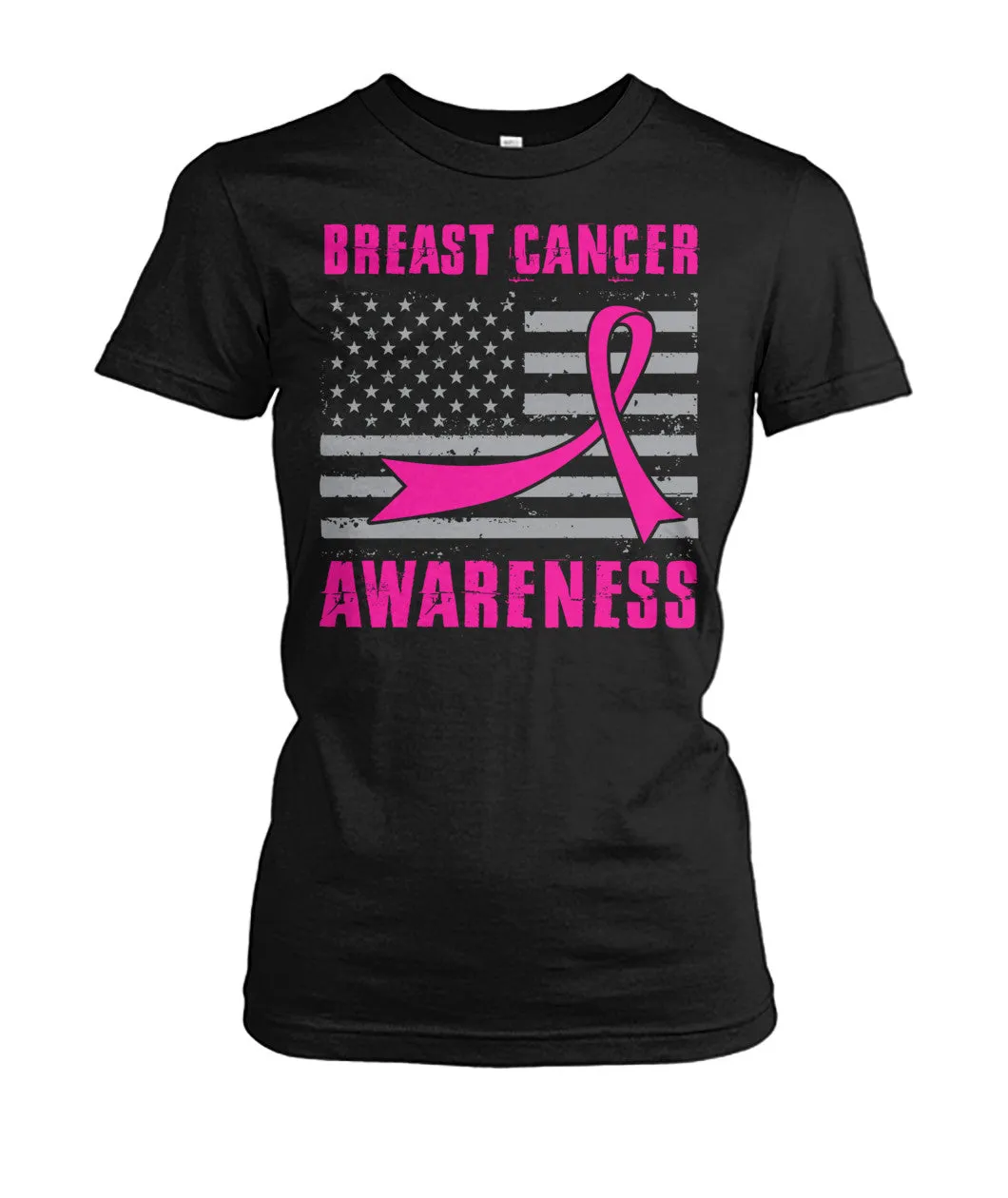 American Flag Breast Cancer Awareness Shirts and Long Sleeves