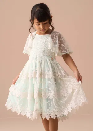Anabelle Mint Lace Tiered Dress