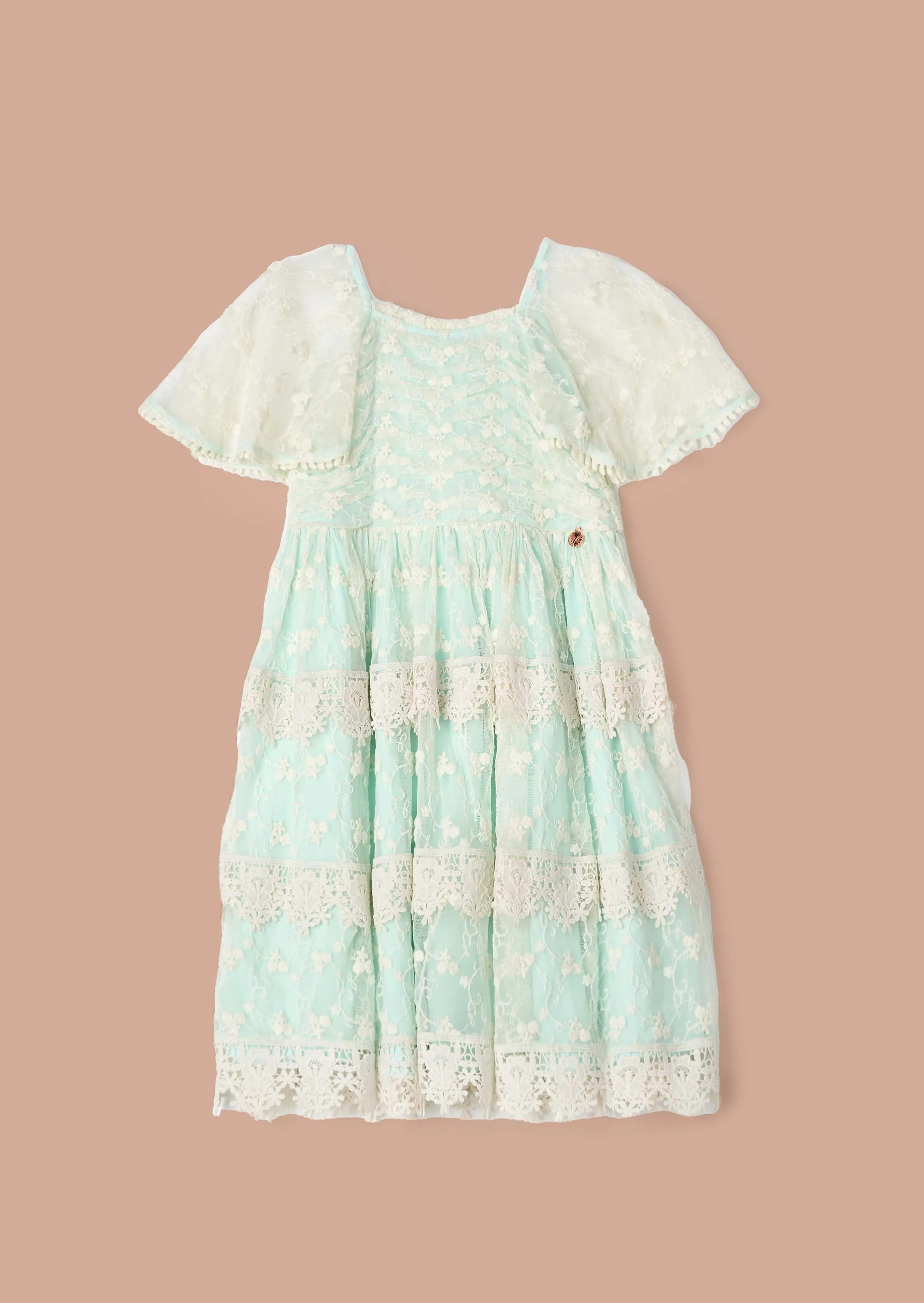 Anabelle Mint Lace Tiered Dress