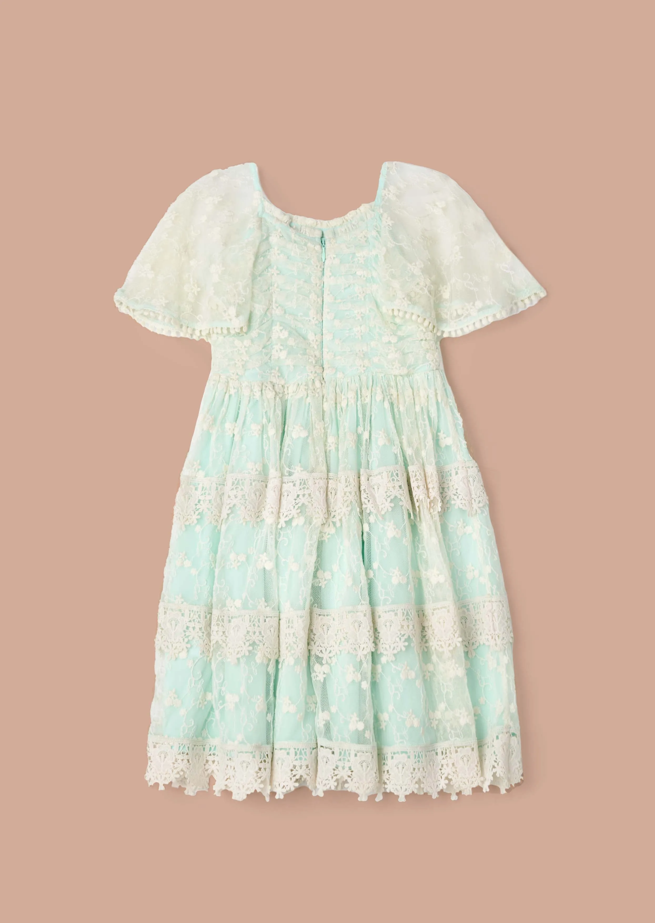 Anabelle Mint Lace Tiered Dress