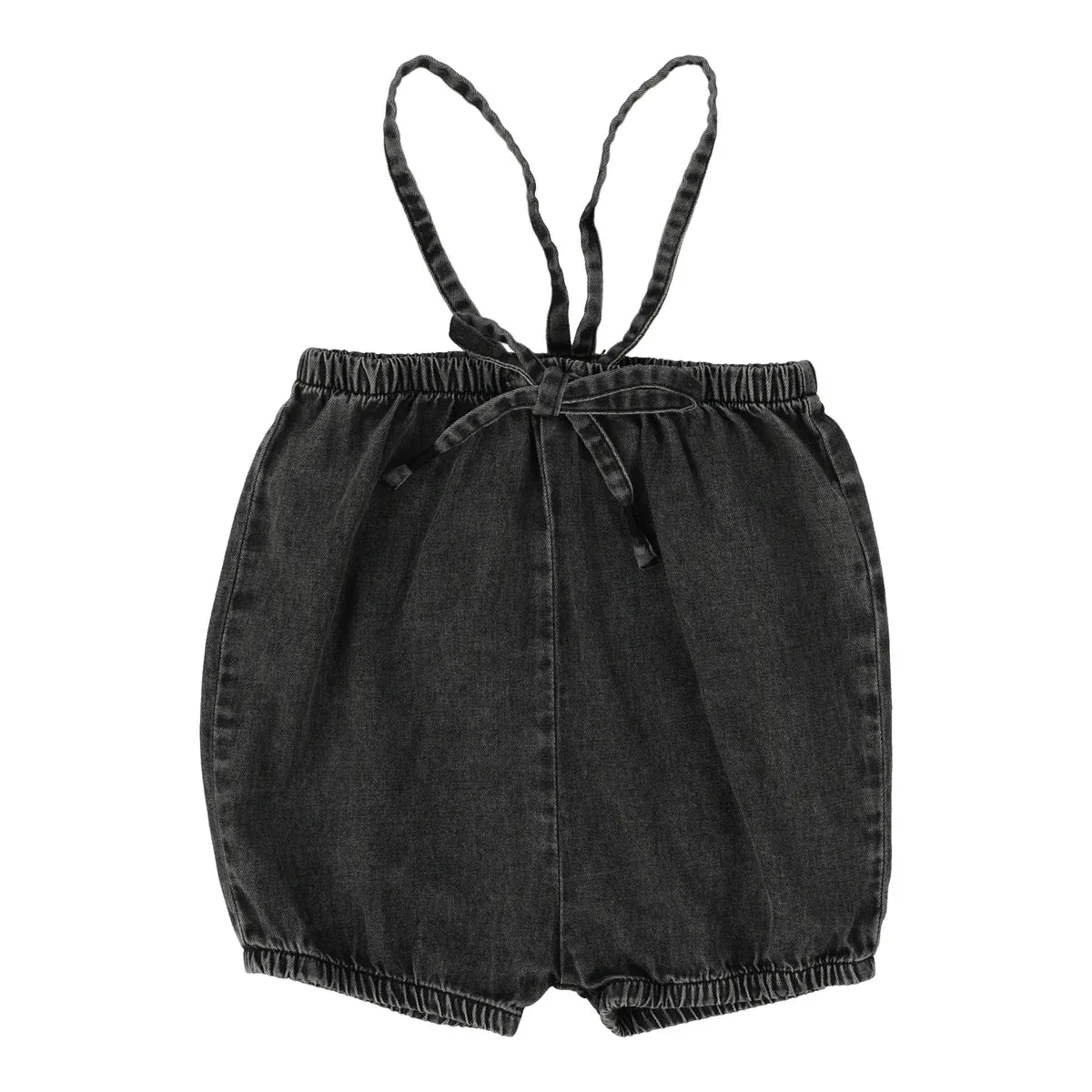 Analogie Stonewash Bubble Suspender Shorts - Black Wash