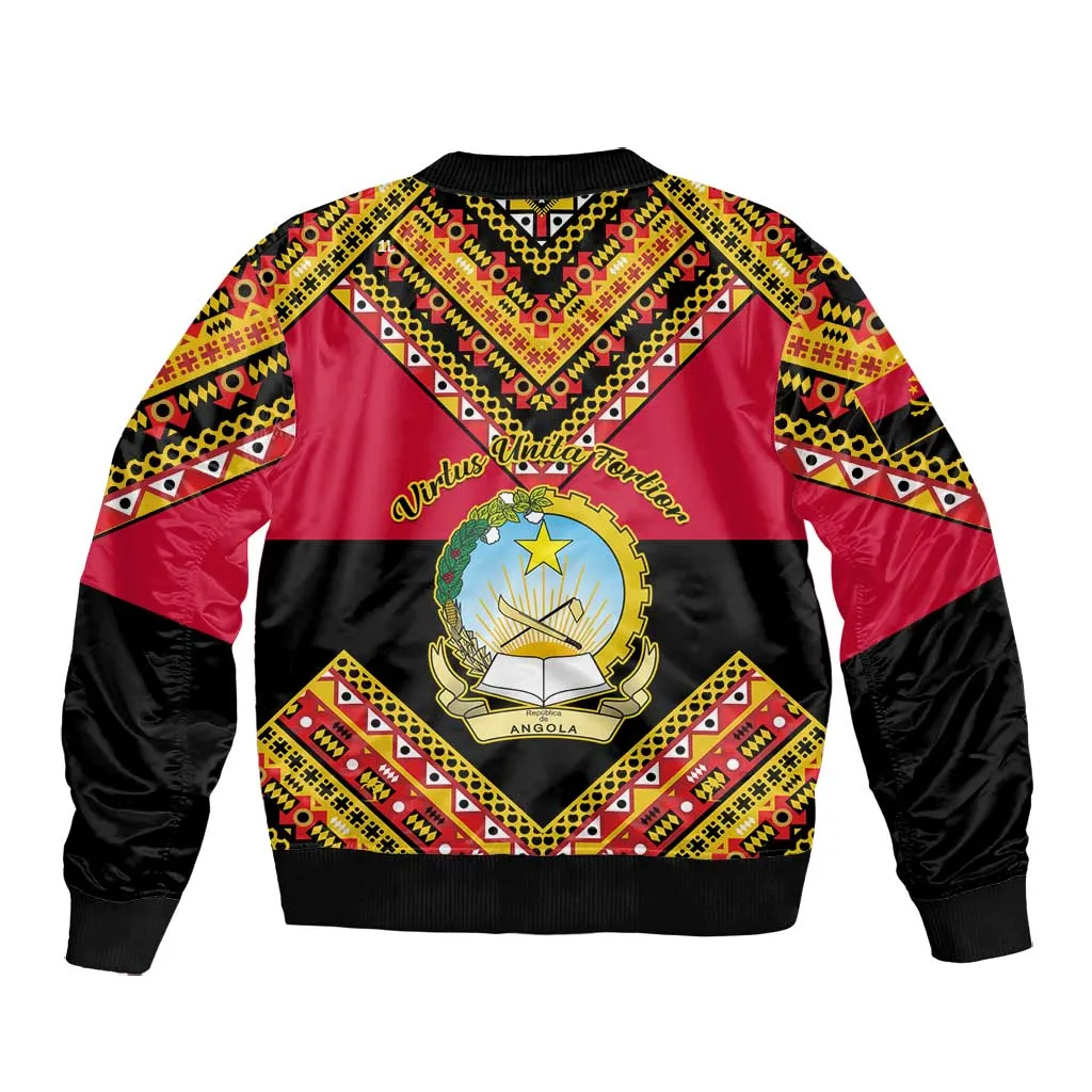 Angola Independence Day Bomber Jacket with Coat of Arms and Samakaka Pattern LT01