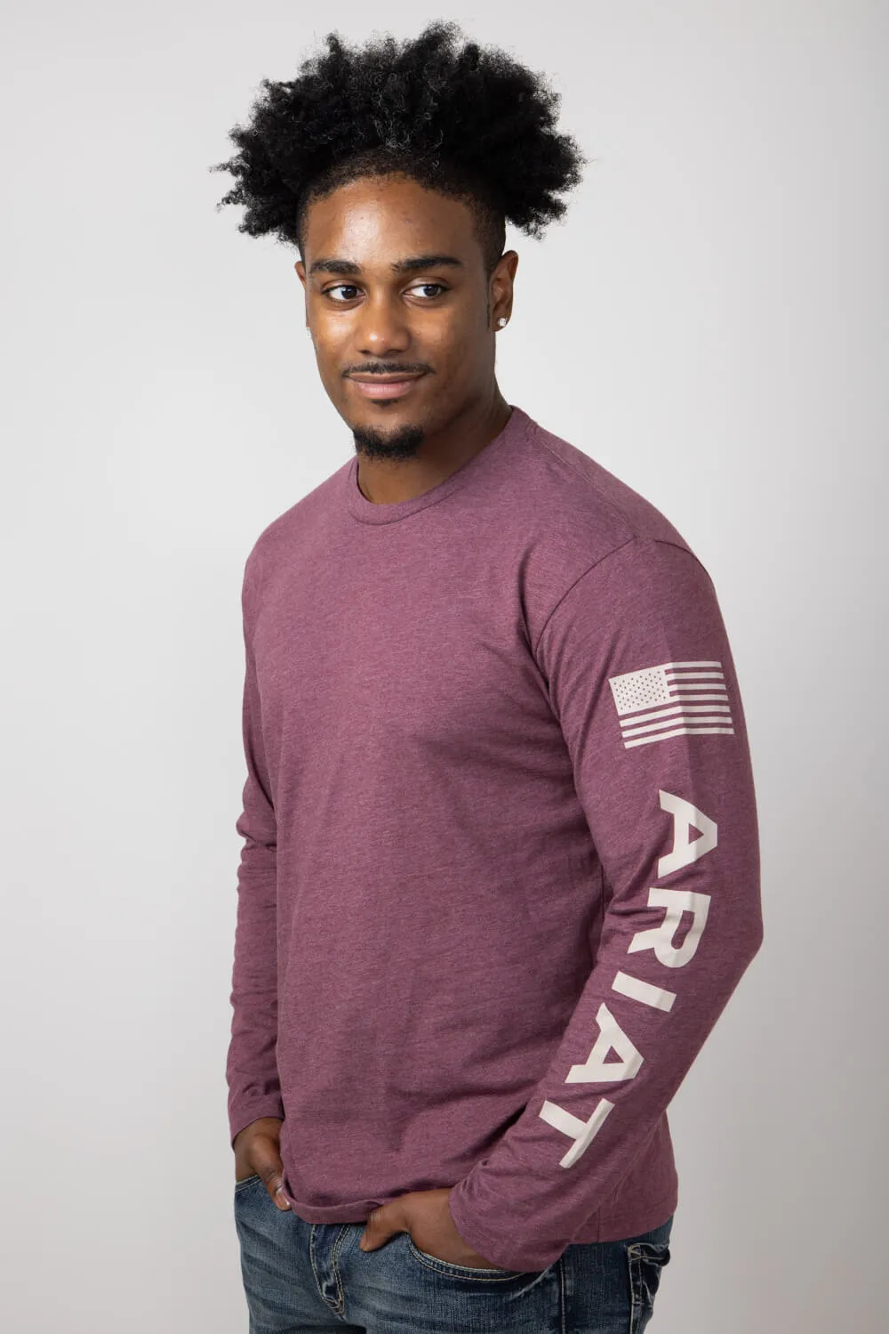 Ariat Elevated V2 Long Sleeve T-Shirt for Men in Burgundy Heather | 10054194