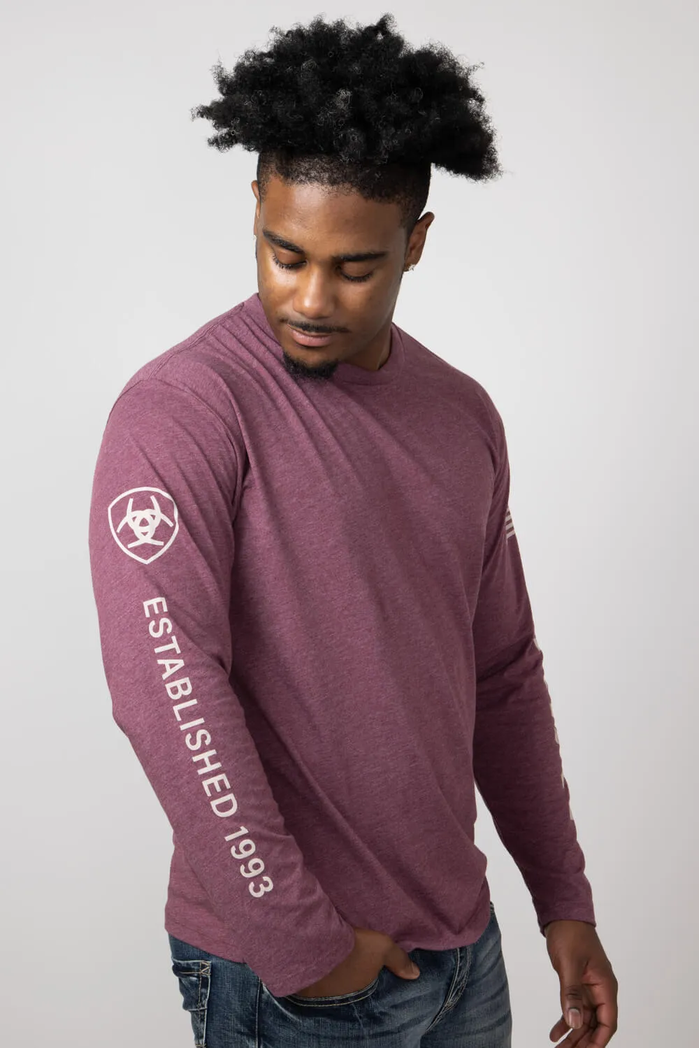Ariat Elevated V2 Long Sleeve T-Shirt for Men in Burgundy Heather | 10054194